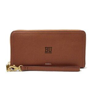 Boston University Fossil Women's Leather Logan RFID Zip Around Clutch - Brown‎